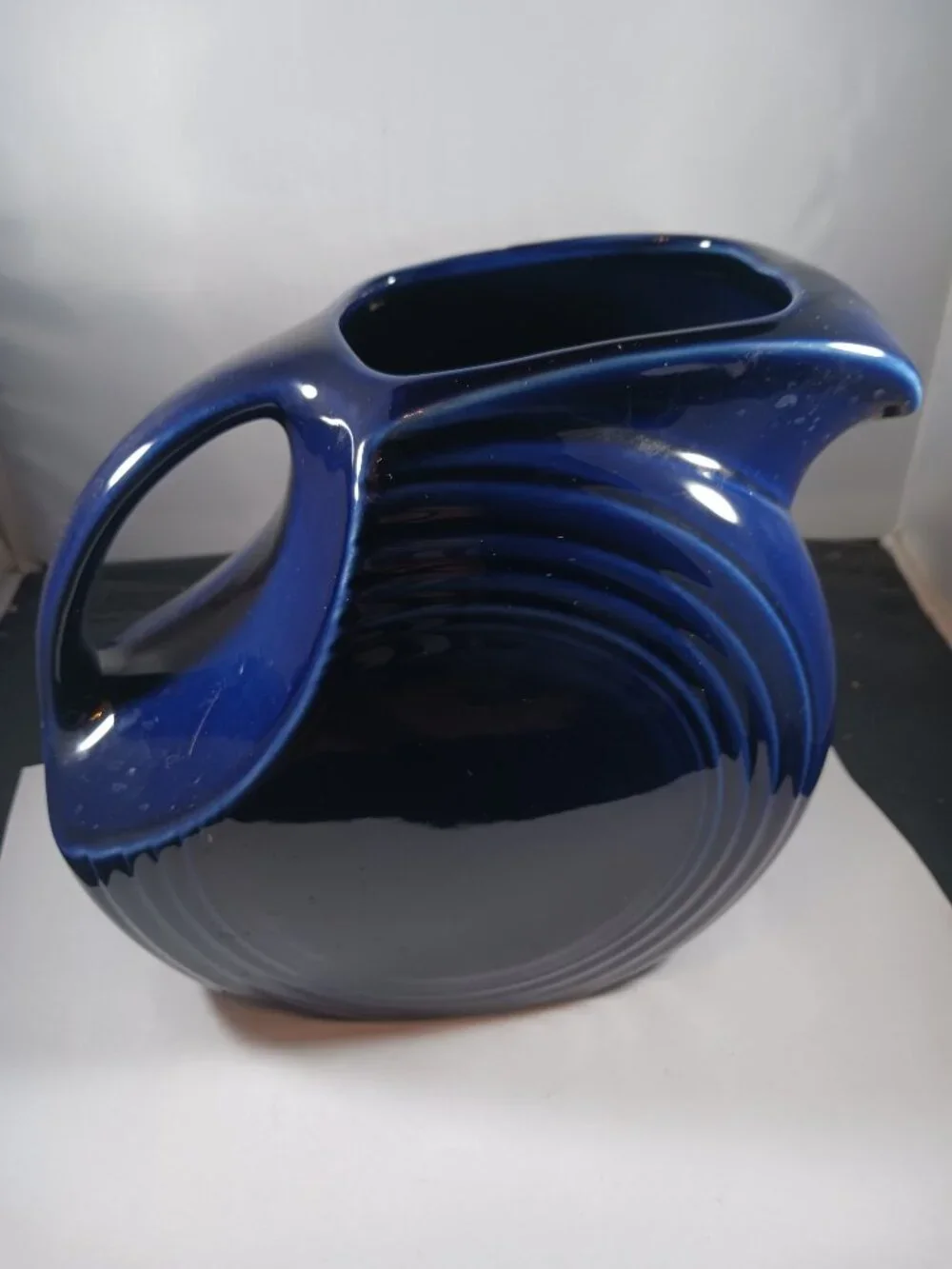 Fiestaware Vintage Large Disc Water Pitcher Cobalt Blue Ceramic Homer Laughlin